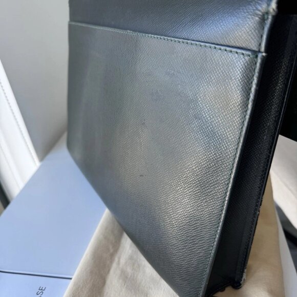 LOUIS VUITTON Business Bag Serviette Green Leather Briefcase. Authentic - Picture 3 of 11